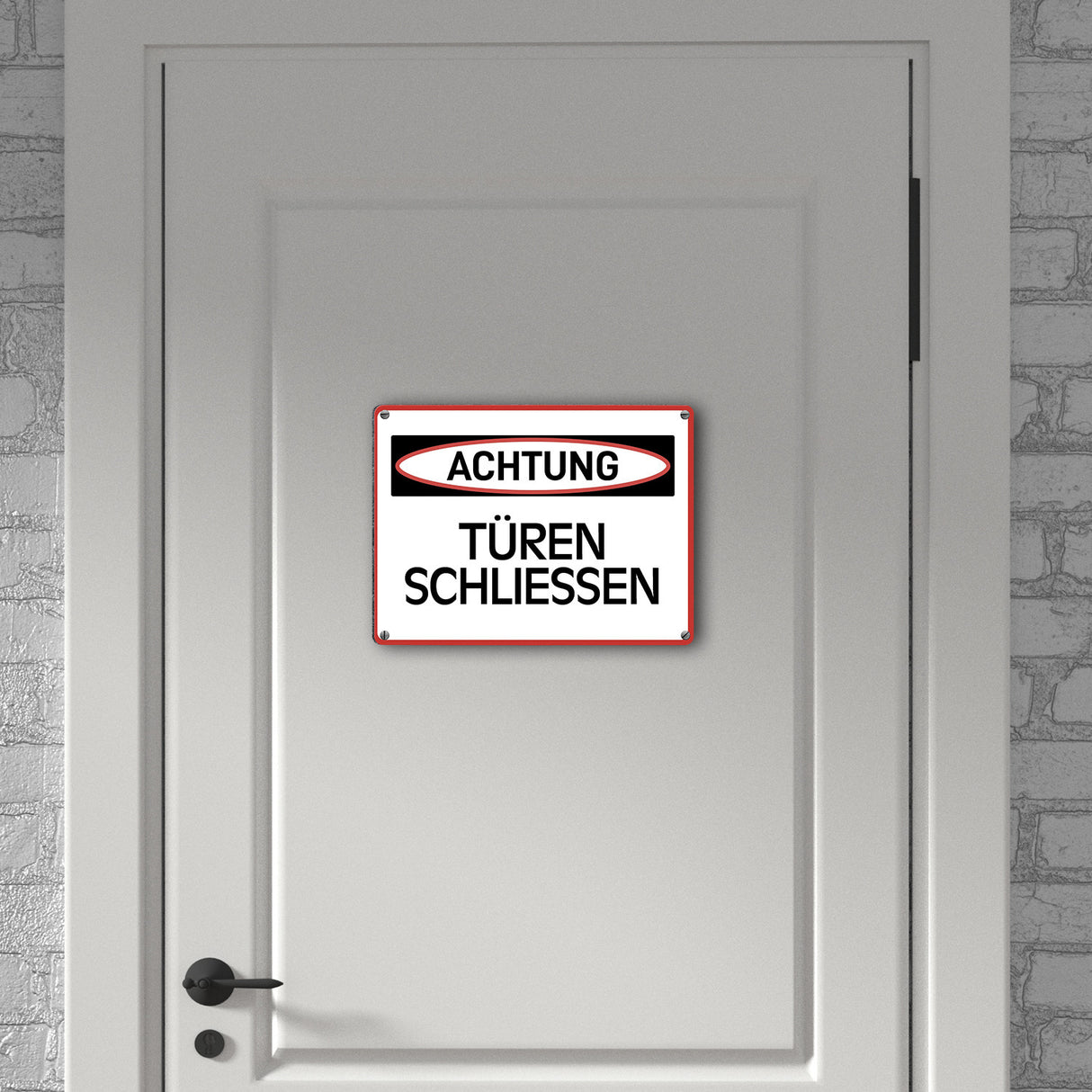 Türen schließen Warn- und Hinweisschild im modernen Design