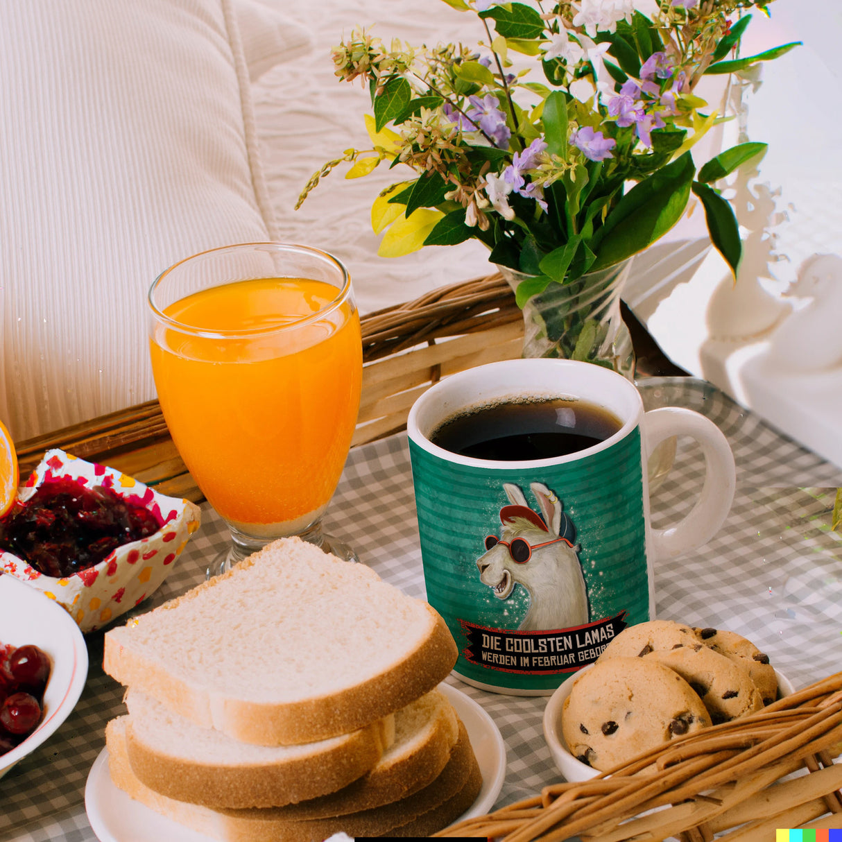 Kaffeebecher mit Spruch: Die coolsten Lamas werden im Februar geboren