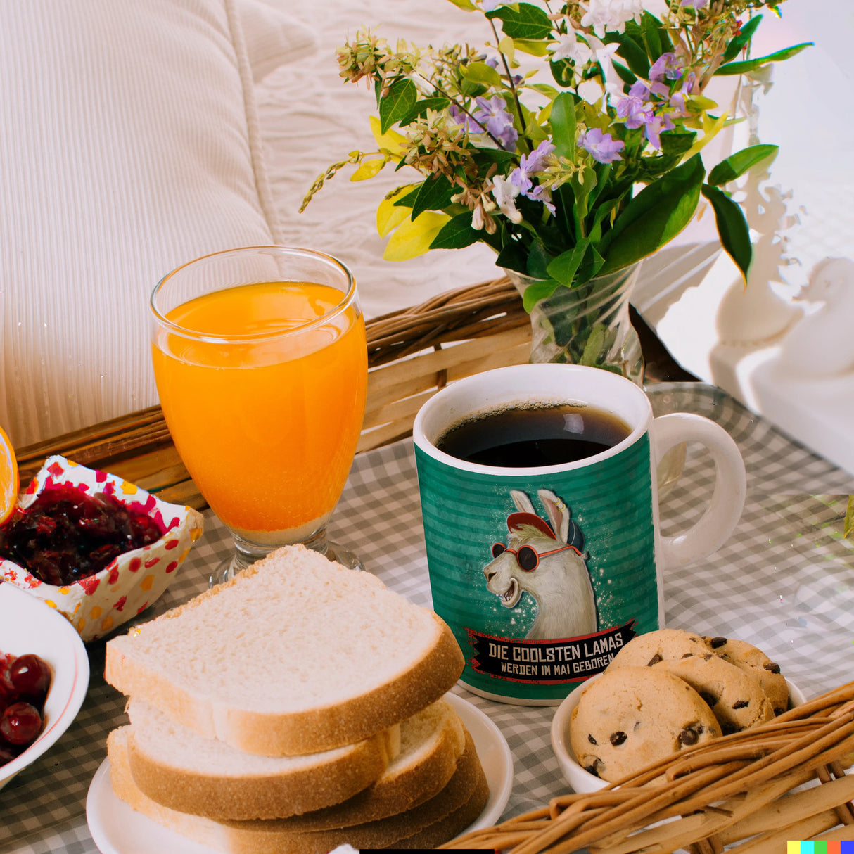 Kaffeebecher mit Spruch: Die coolsten Lamas werden im Mai geboren