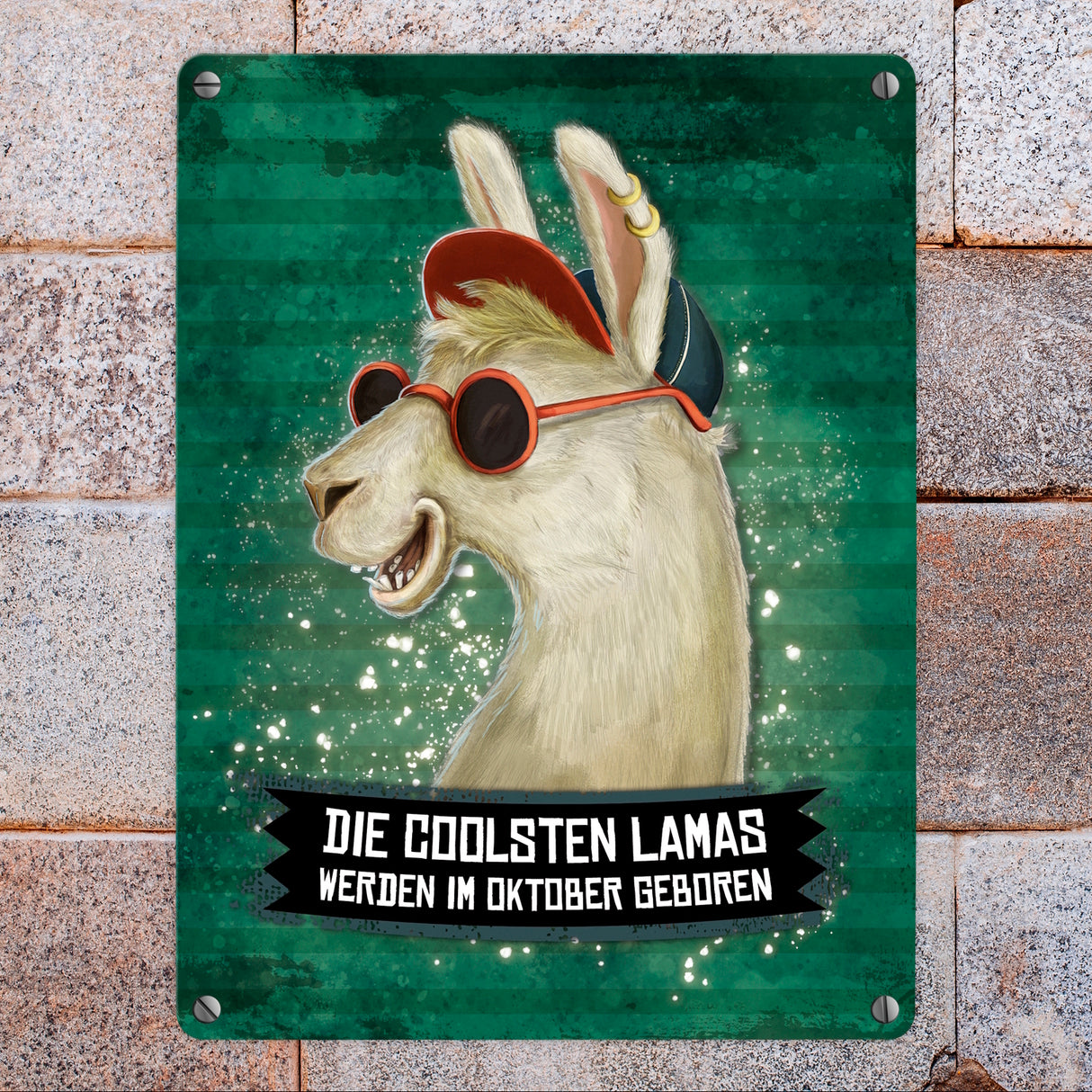 Die coolsten Lamas werden im Oktober geboren Metallschild