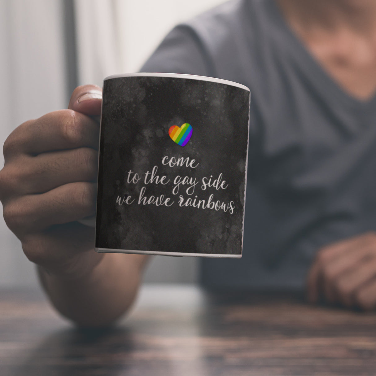 Kaffeebecher mit Spruch: Come to the gay side, we ...
