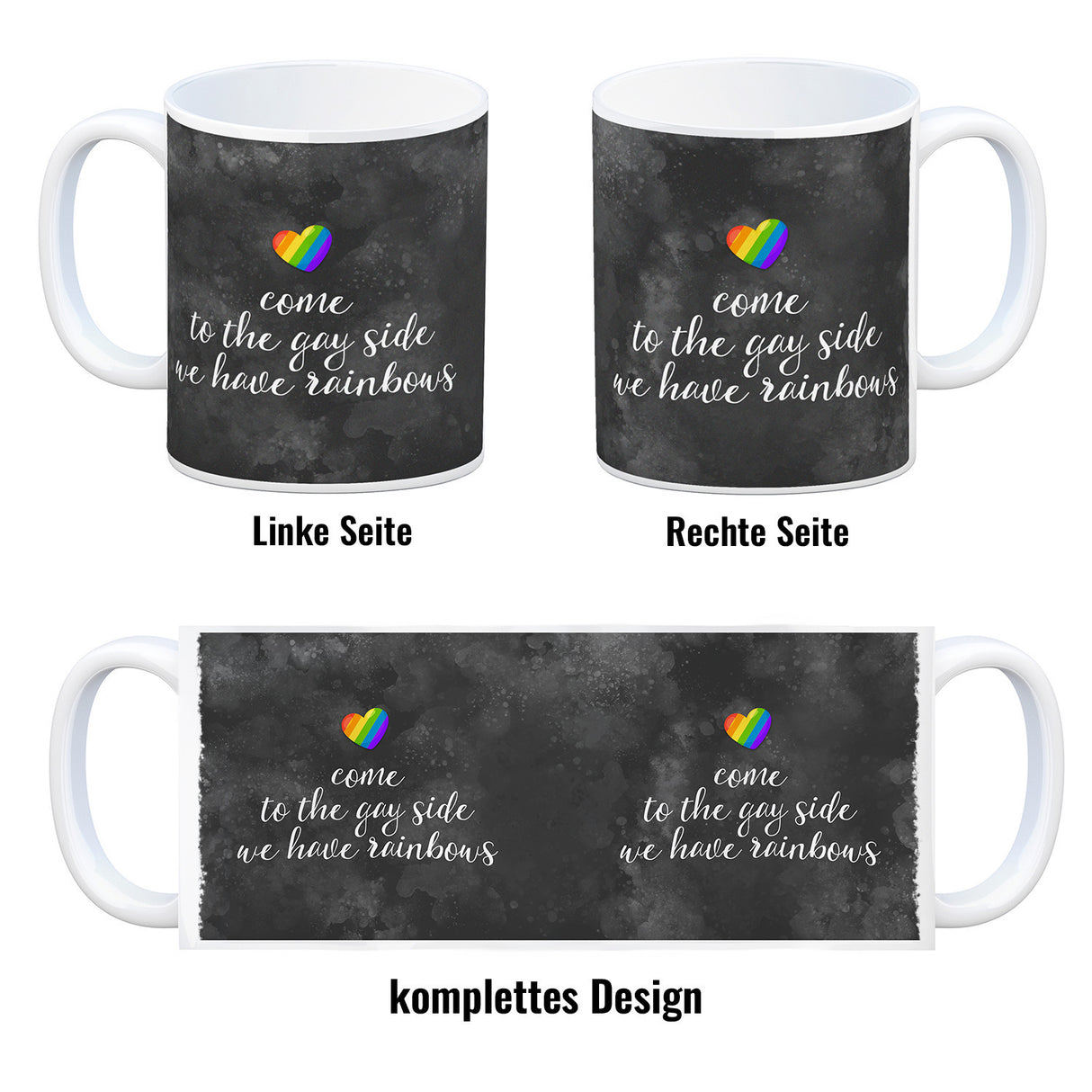 Kaffeebecher mit Spruch: Come to the gay side, we ...