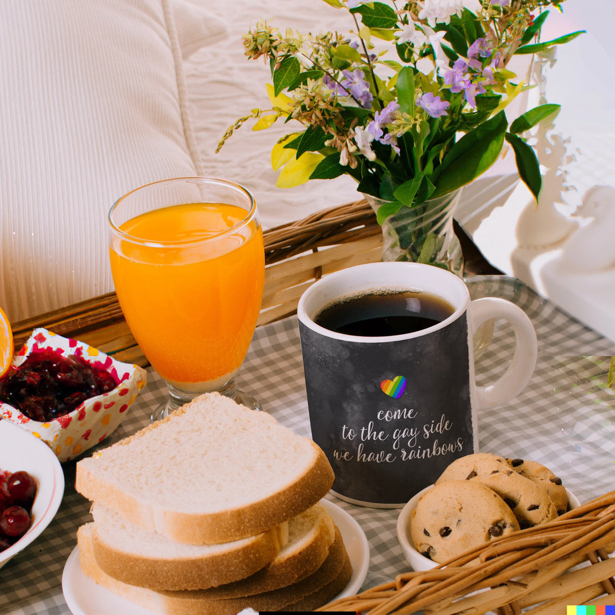 Kaffeebecher mit Spruch: Come to the gay side, we ...