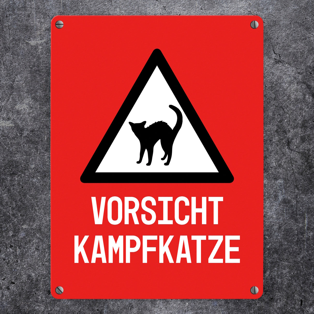 Vorsicht Kampfkatze Metallschild