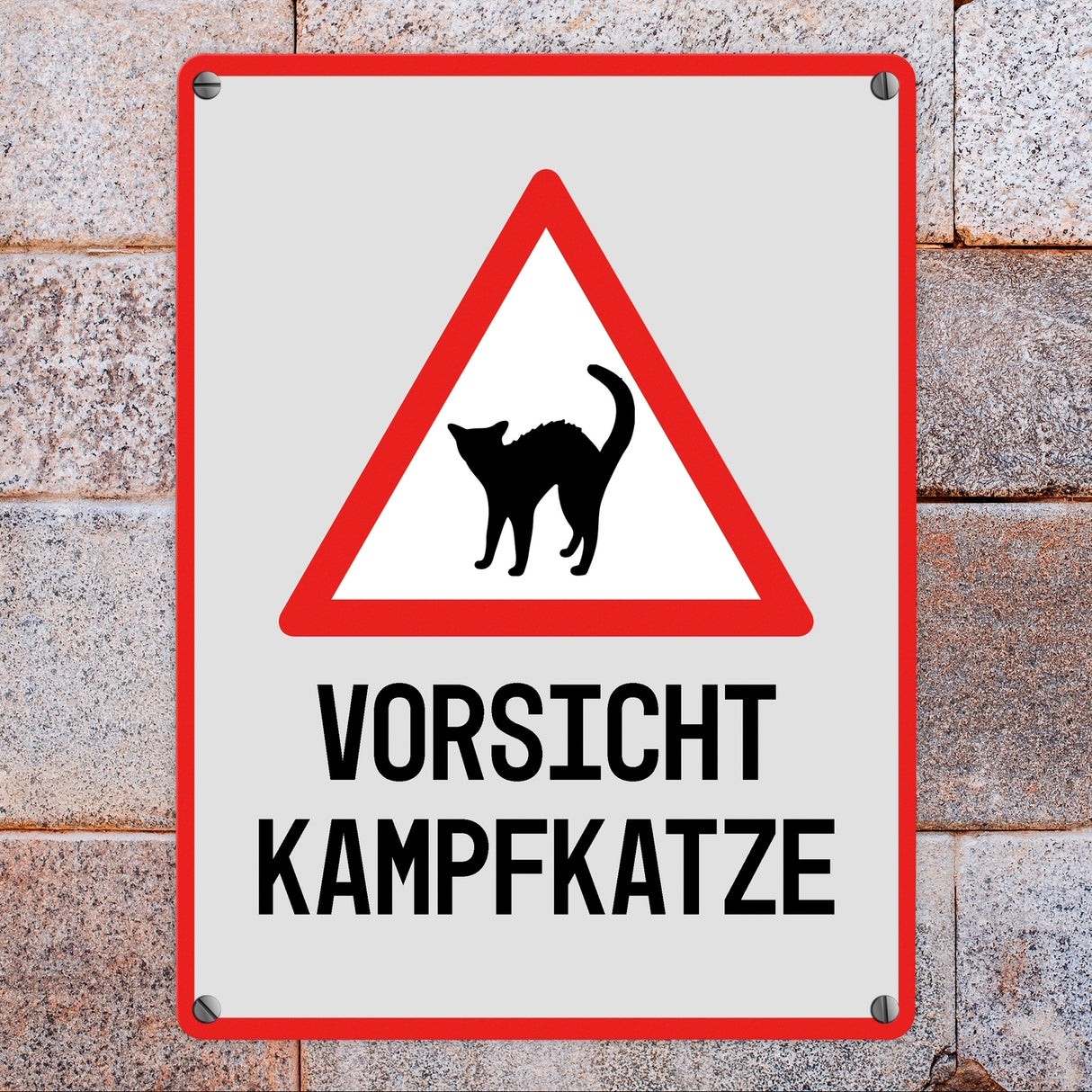 Vorsicht Kampfkatze Metallschild