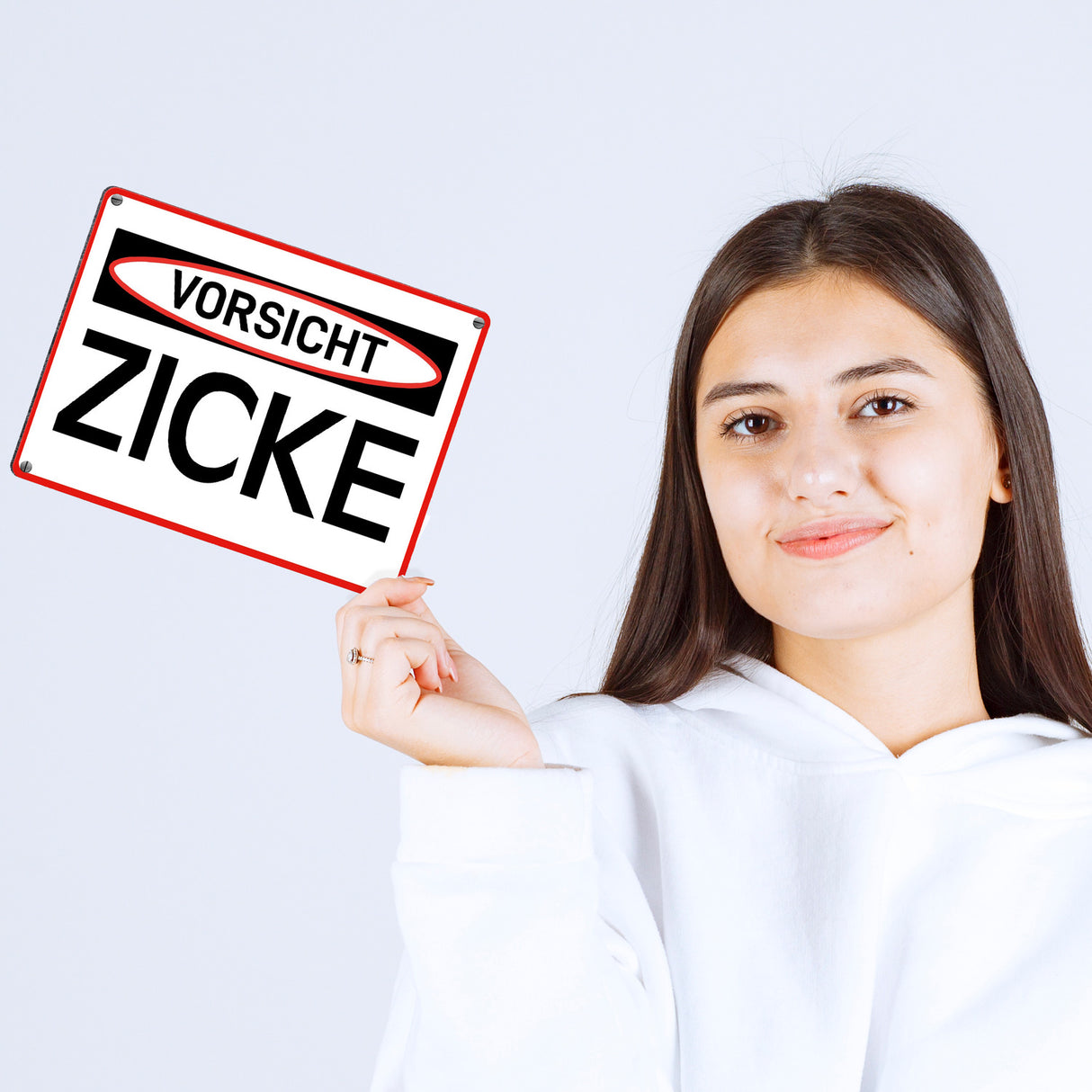 Vorsicht Zicke Warn- und Hinweisschild im modernen Design