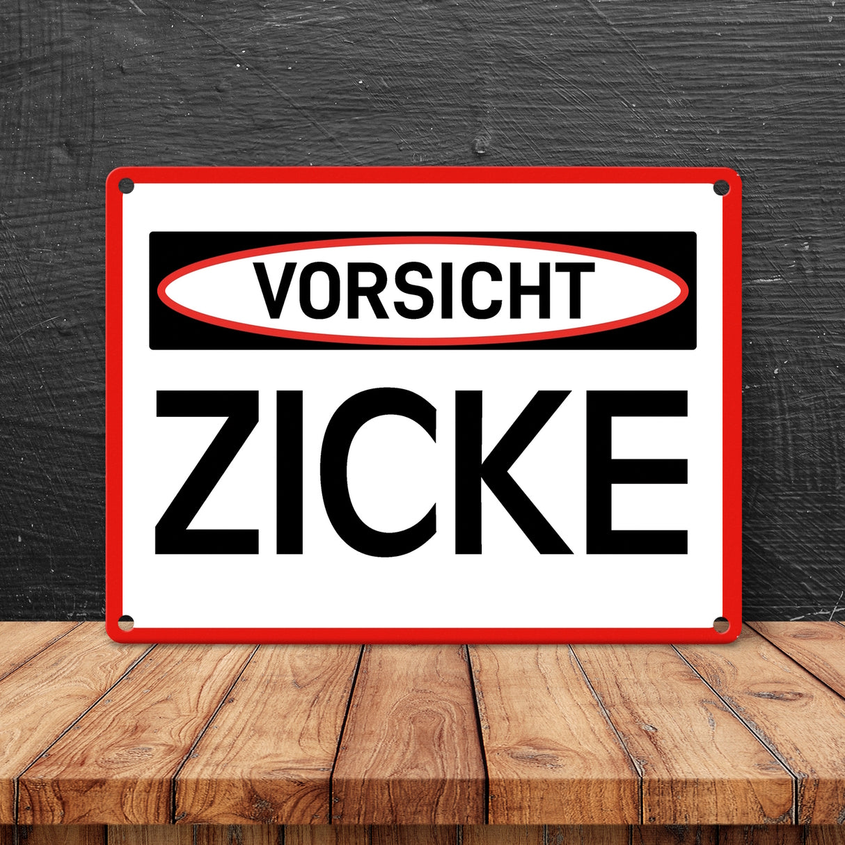 Vorsicht Zicke Warn- und Hinweisschild im modernen Design