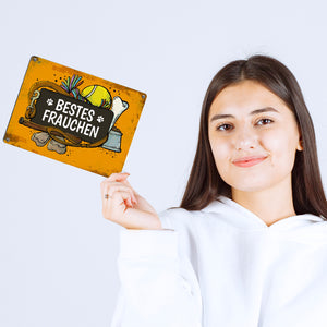 Metallschild mit Spruch: Bestes Frauchen