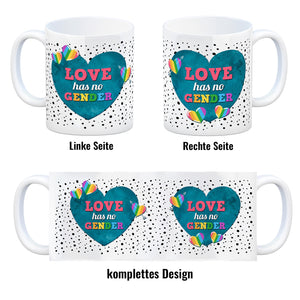Kaffeebecher mit Spruch: Love has no gender