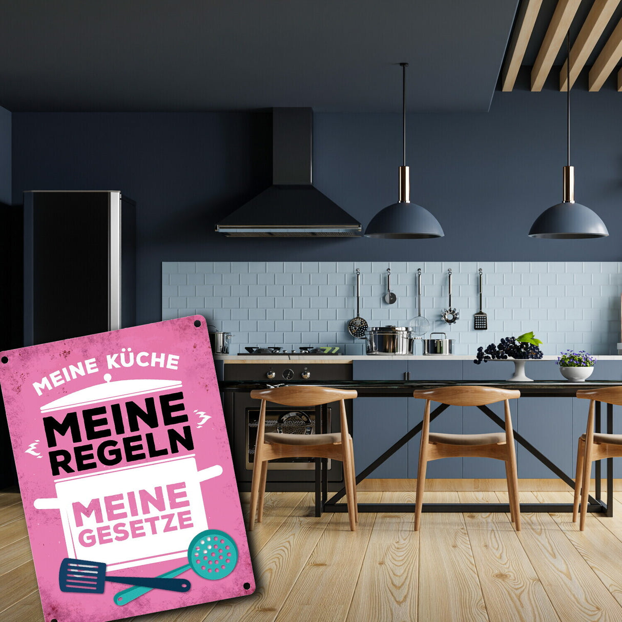 Meine Küche - Meine Regeln - Meine Gesetze Metallschild