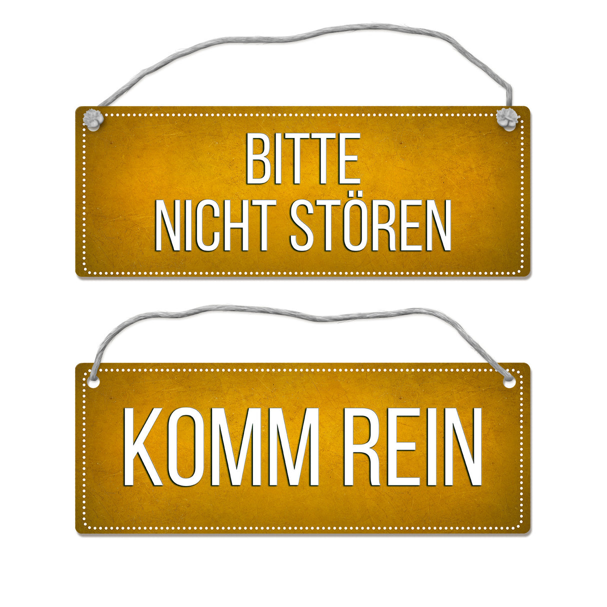 Gelbes &quotBitte nicht stören - Komm rein&quot Wendeschild mit Kordel