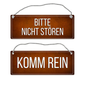 Braunes &quotBitte nicht stören - Komm rein&quot Wendeschild mit Kordel