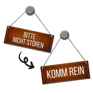 Braunes &quotBitte nicht stören - Komm rein&quot Wendeschild mit Kordel