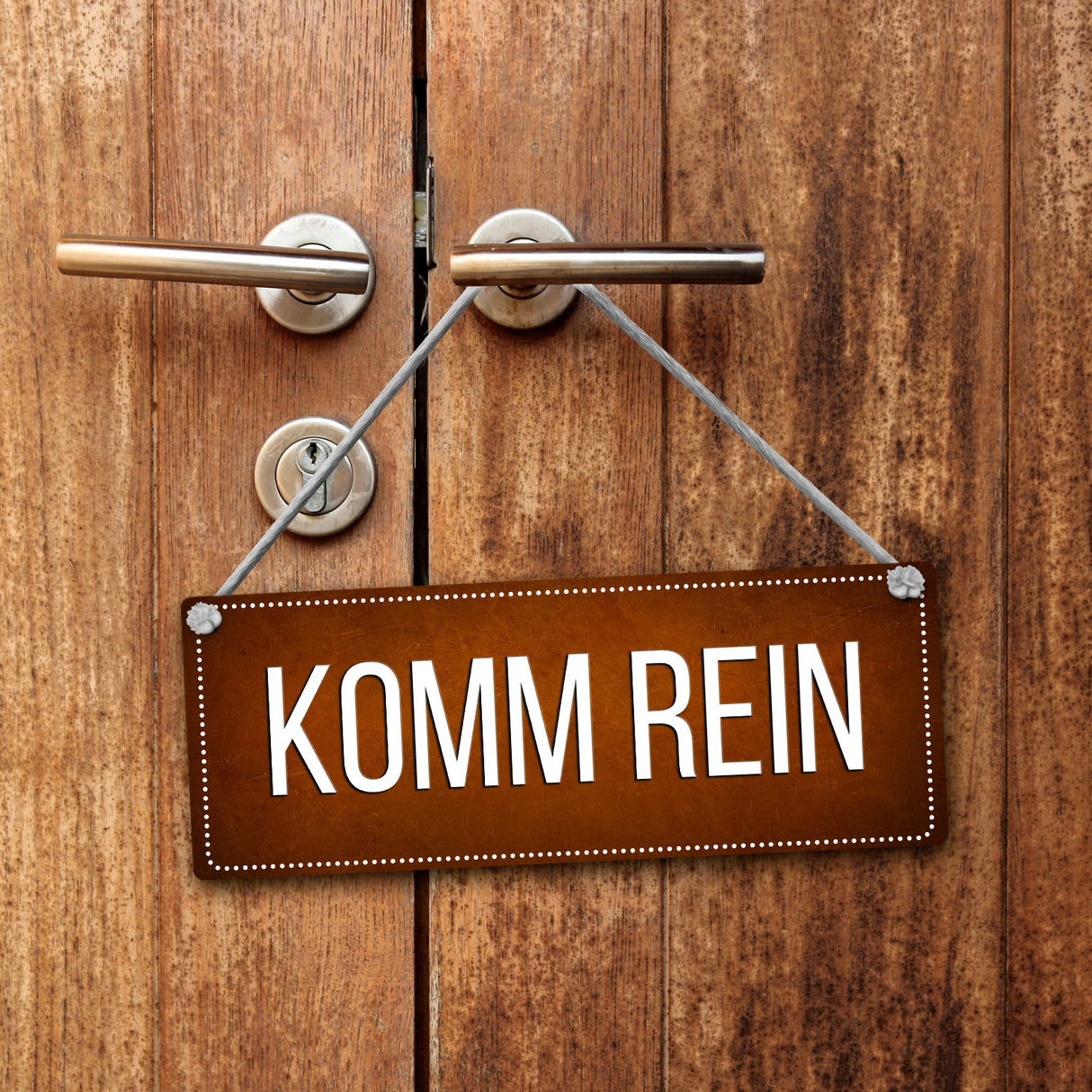 Braunes &quotBitte nicht stören - Komm rein&quot Wendeschild mit Kordel