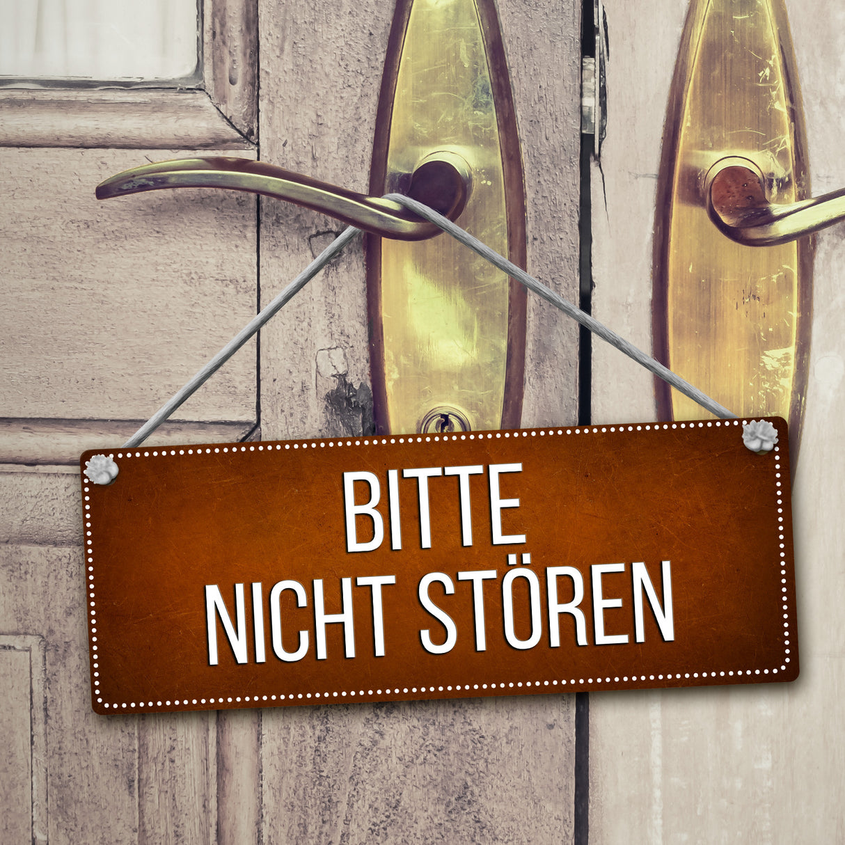 Braunes &quotBitte nicht stören - Komm rein&quot Wendeschild mit Kordel