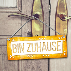 Bitte Paket beim Nachbarn abgeben - Bin Zuhause Wendeschild mit Kordel