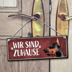 Wir sind Gassi/Zuhause - Dobermann Wendeschild mit Kordel