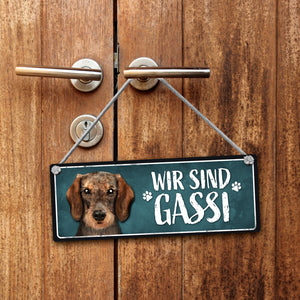 Wir sind Gassi/Zuhause - Dackel Wendeschild mit Kordel