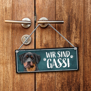 Wir sind Gassi/Zuhause - Rottweiler Wendeschild mit Kordel
