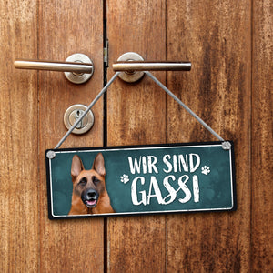 Wir sind Gassi/Zuhause - Schäferhund Wendeschild mit Kordel
