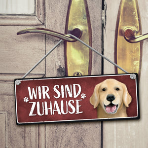 Wir sind Gassi/Zuhause - Golden Retriever Wendeschild mit Kordel
