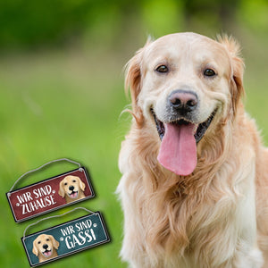 Wir sind Gassi/Zuhause - Golden Retriever Wendeschild mit Kordel