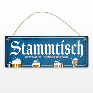 Stammtisch Metallschild mit Straßenschild-Optik und Bier Motiv