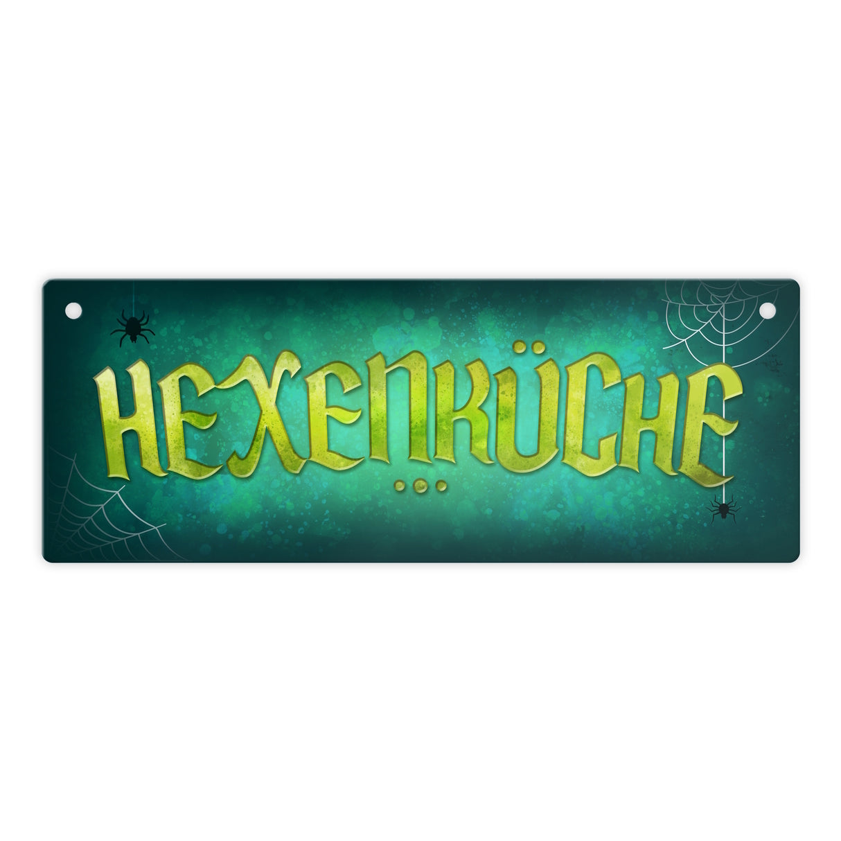 Küche Metallschild mit Spinne Motiv und Spruch: Hexenküche