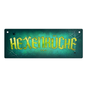 Küche Metallschild mit Spinne Motiv und Spruch: Hexenküche