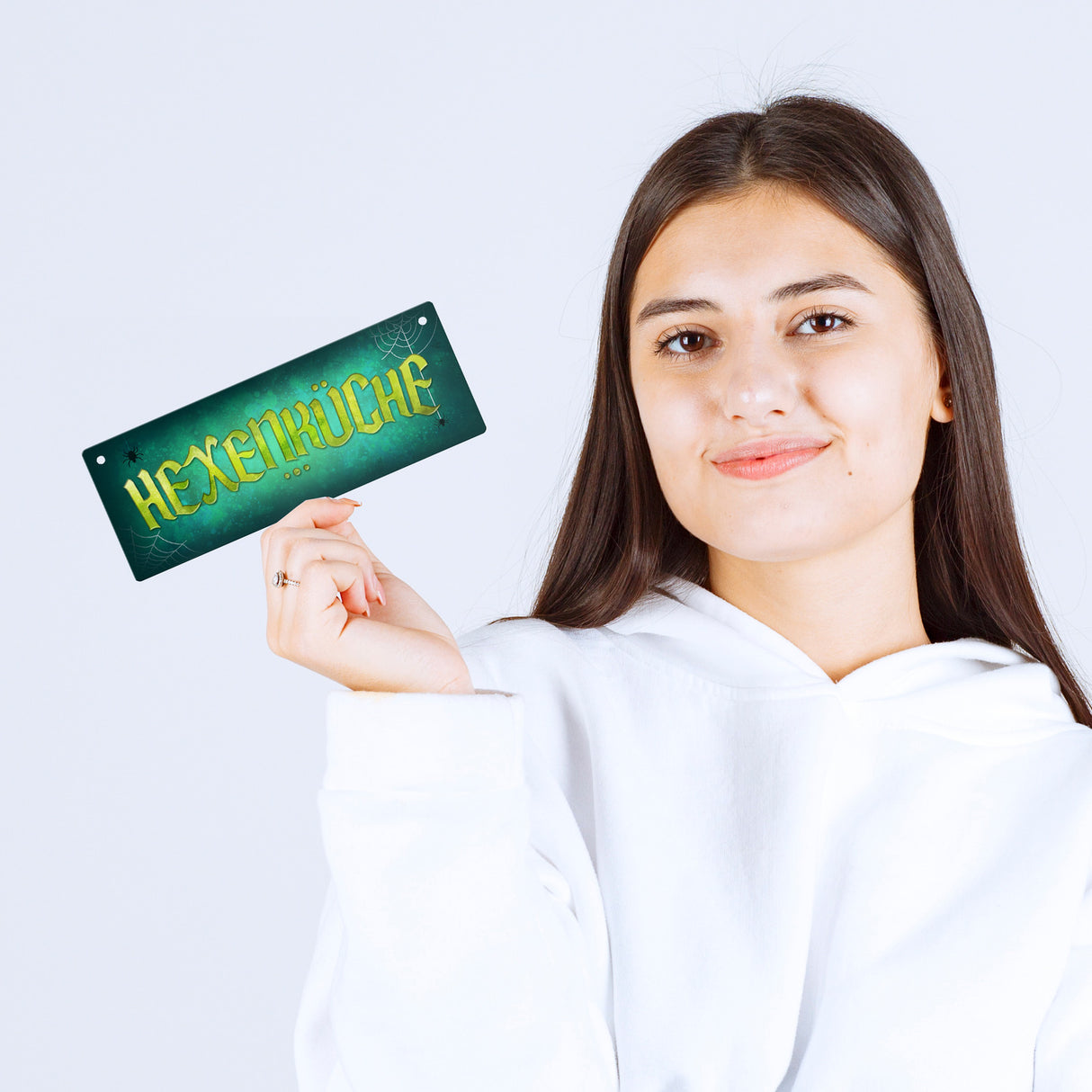 Küche Metallschild mit Spinne Motiv und Spruch: Hexenküche