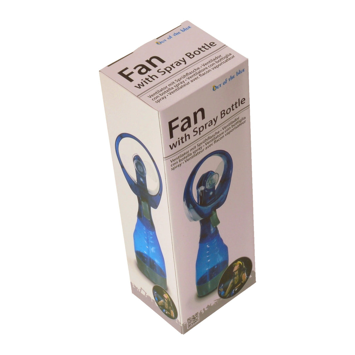 Tisch Ventilator mit Sprühflasche in blau