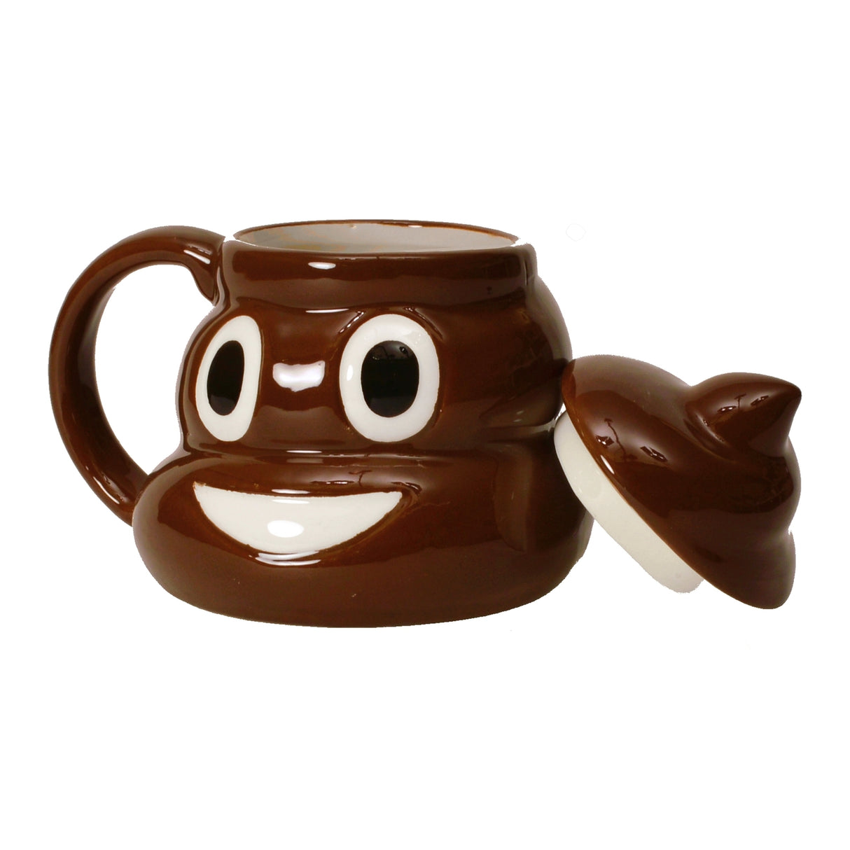 Poo Kackhaufen Kaffeebecher mit Deckel und lustiger Fratze