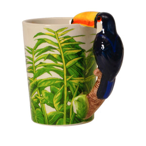 Tukan 3D Kaffeebecher mit Tukan als Griff aus Keramik