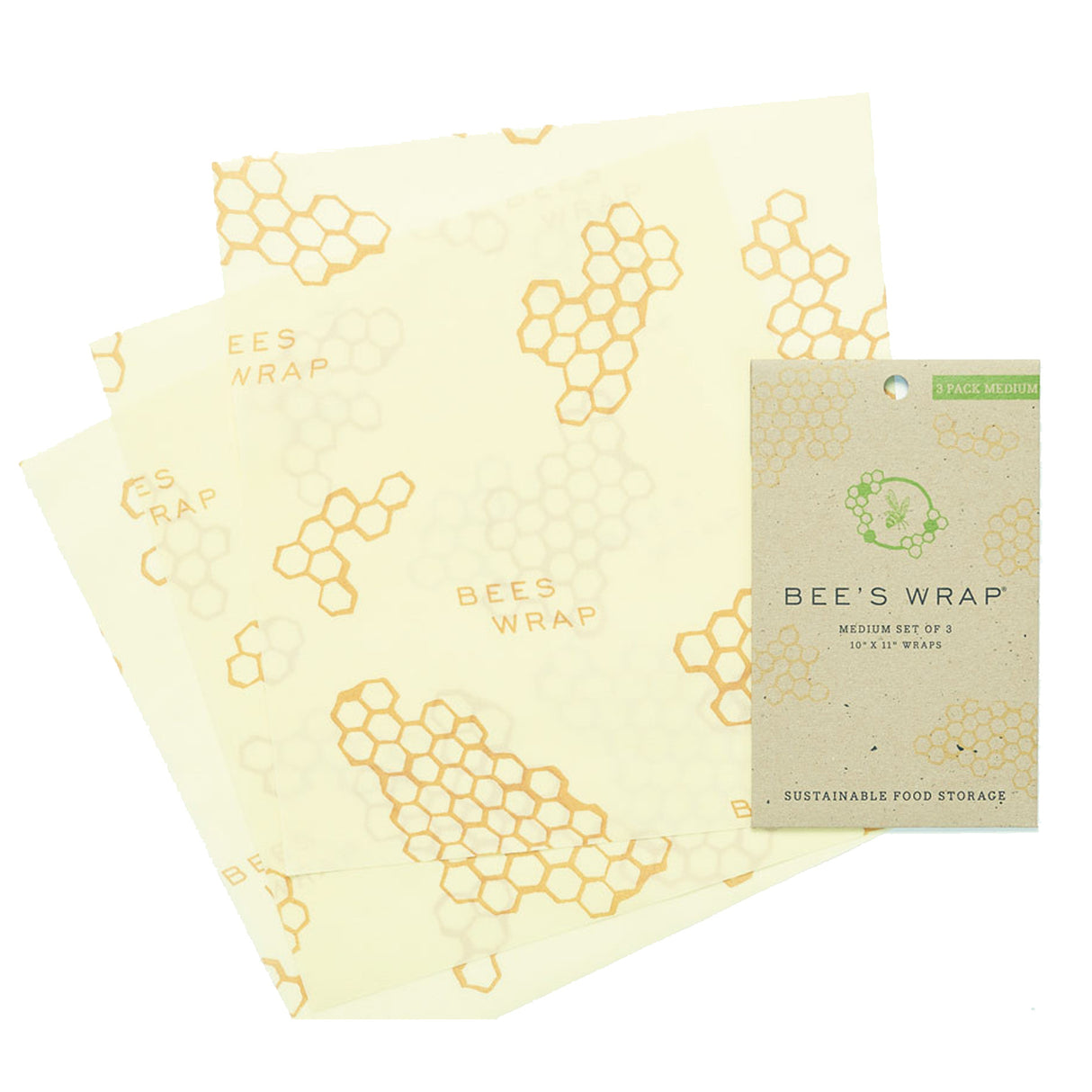 Bee's Wrap Bienenwachstuch Frischhaltefolien in mittelgroß im 3er Set