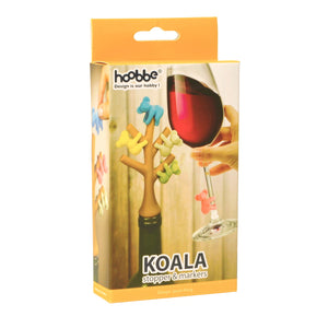 Koala Glasmarkierer mit Flaschenverschluss im 5er Set