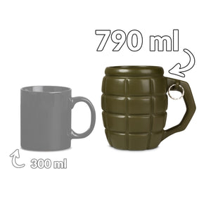 XXL Handgranate Kaffeebecher mit ca. 700ml Fassungsvermögen in olivgrün