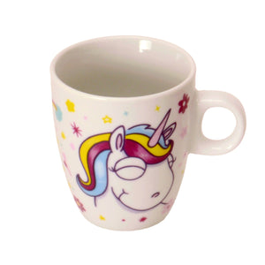 Comic-Einhorn Kaffeebecher in weiß