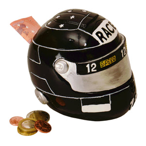 Motorradhelm Spardose in schwarz