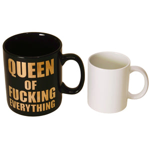 Queen of Fucking Everything XXL Kaffeebecher mit goldener Schrift