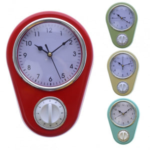 Retro Wanduhr mit Eieruhr für die Küche