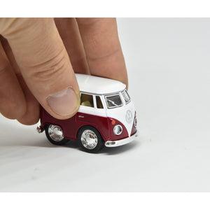Volkswagen VW T1 Bus Comic Style Modellauto in rot mit Rückziehmotor