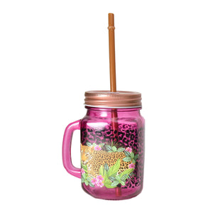 Leopard Glas mit Strohhalm