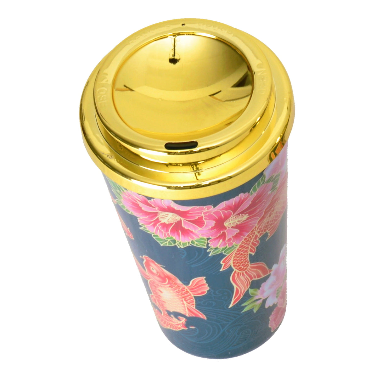 Koi Thermobecher mit Blumen in pink und rosa