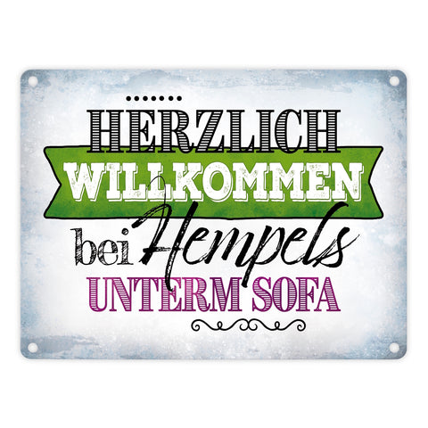 Willkommen bei Hempels unterm Sofa Metallschild