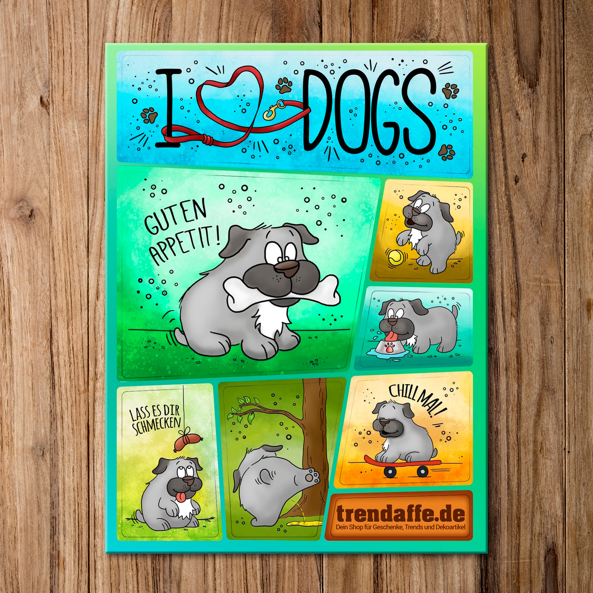 I love dogs - Ich liebe Hunde Kühlschrankmagnete 7er Set