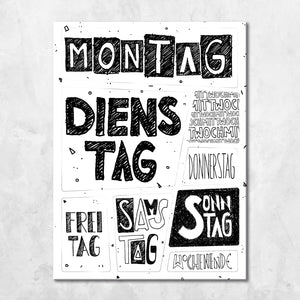 Wochentage Kühlschrankmagnete im 8er Set