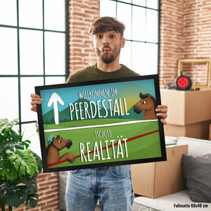Willkommen im Pferdestall Fußmatte mit Pferdemotive Motiv