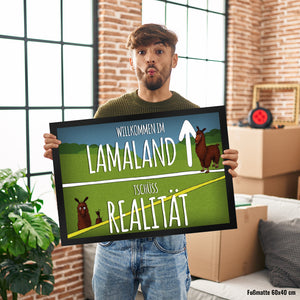 Willkommen im Lamaland - Tschüss Realität Fußmatte