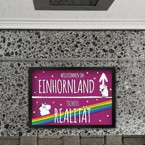 Willkommen im Einhornland - Tschüss Realität Fußmatte