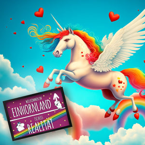 Willkommen im Einhornland - Tschüss Realität Fußmatte